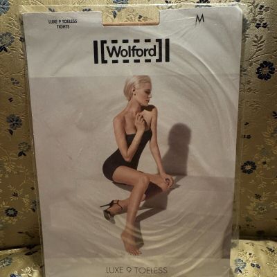 Wolford Brand New Luxe 9 Toeless Gobi Tights Stockings M Medium Designer